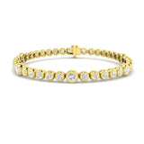 Rub Over Diamond Tennis Bracelet 5.15ct G/SI in 18k Yellow Gold - All Diamond