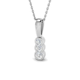 Rub Over Diamond Trilogy Pendant Necklace 0.30ct G/SI 18k White Gold - All Diamond