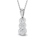 Rub Over Diamond Trilogy Pendant Necklace 0.55ct G/SI 9k White Gold - All Diamond