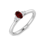 Ruby 0.30ct Diamond 0.03ct Cluster Ring 9k White Gold - All Diamond