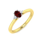 Ruby 0.30ct Diamond 0.05ct Three Stone Ring 9k Yellow Gold - All Diamond