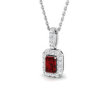 Ruby 0.35ct with Diamond Pendant Necklace in 9k White Gold - All Diamond