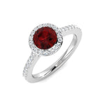 Ruby & Diamond 1.20ct Halo Ring in 18k White Gold - All Diamond