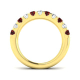 Ruby & Diamond Half Eternity Ring 0.80ct in 18k Yellow Gold - All Diamond