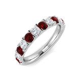 Ruby & Diamond Half Eternity Ring 1.30ct in 18k White Gold - All Diamond