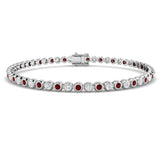 Ruby & Diamond Tennis Bracelet 2.35ct in 18k White Gold - All Diamond