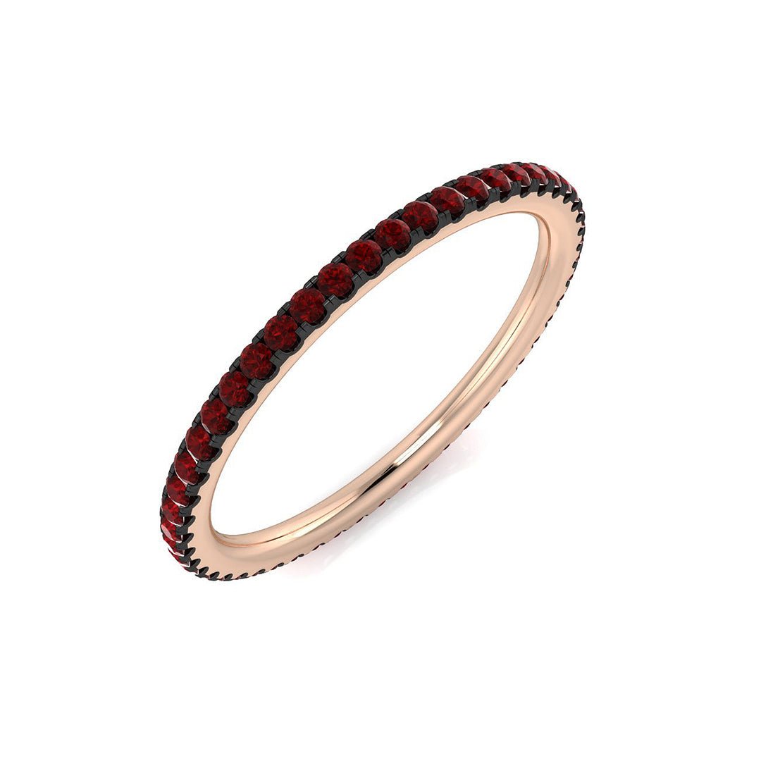 Ruby Full Eternity Ring 0.30ct 50 Stone in 18k Rose Gold - All Diamond