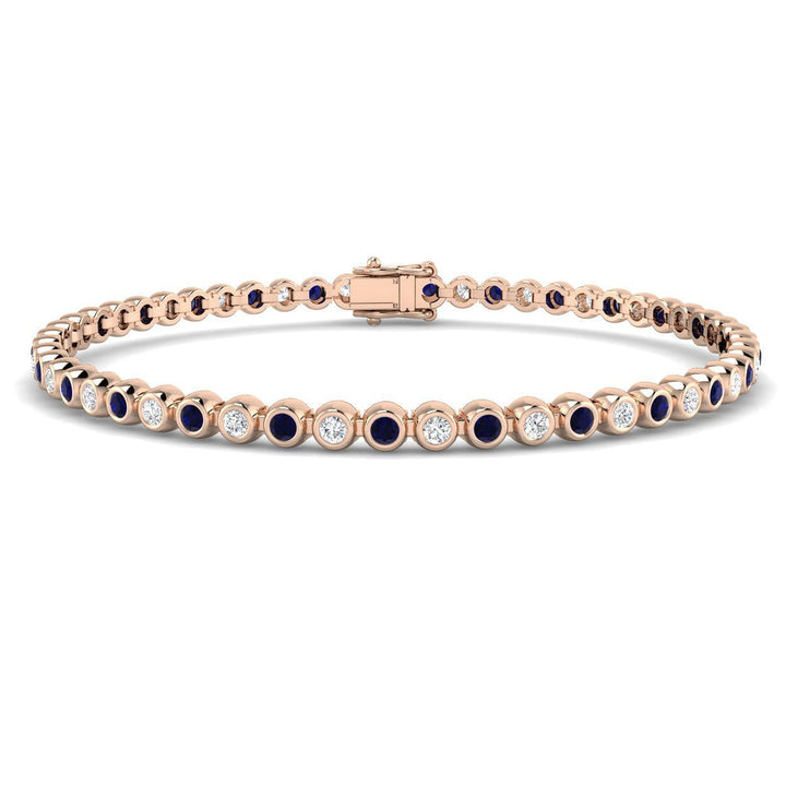 Brazalete Tennis de zafiros y diamantes de 2,25 quilates en oro blanco de 18 k