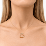 Slanted Heart Pendant 0.05ct Diamond 9K Yellow Gold - All Diamond