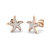 Starfish Diamond Earrings 0.18ct G/SI Quality 9k Rose Gold 9.3mm - All Diamond