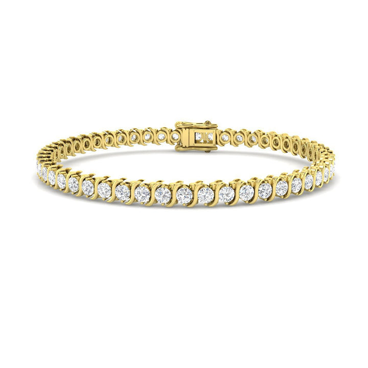 Brazalete de tenis de diamantes con semibisel de 3,00 ct G/SI en oro amarillo de 9 k