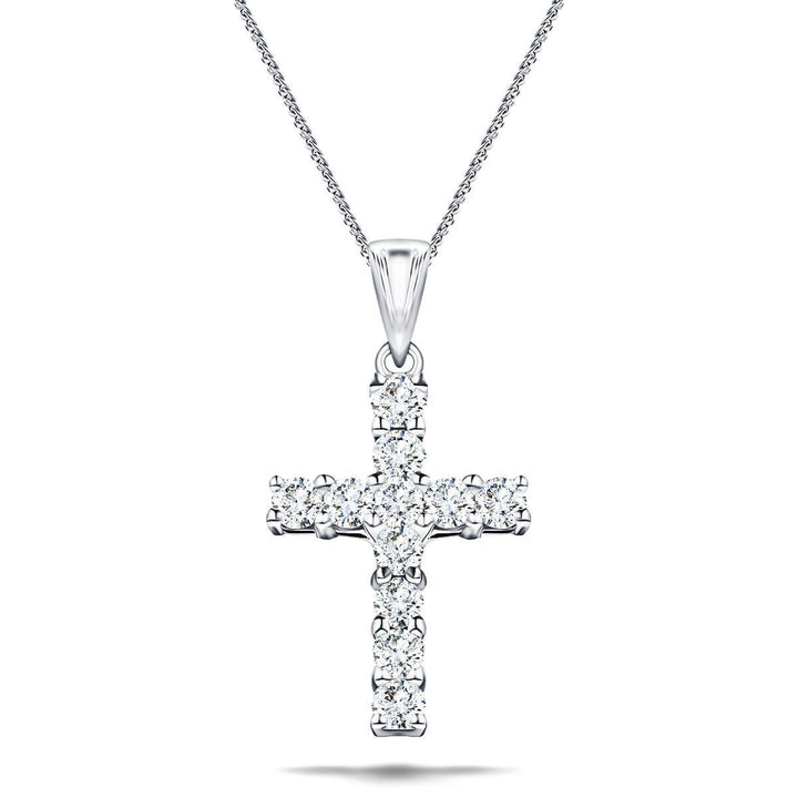 0.25ct Classic Claw Set Diamond Cross Pendant in 18K White Gold