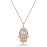 0.33ct Diamond and 18K Rose Gold 'Evil Eye' Hamsa Pendant Necklace - All Diamond