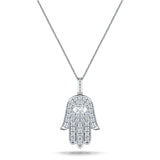 0.33ct Diamond and 18K White Gold 'Evil Eye' Hamsa Pendant Necklace - All Diamond