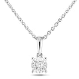 Diamond Solitaire Necklace Pendant 0.30ct Look G/SI Quality 9k White Gold