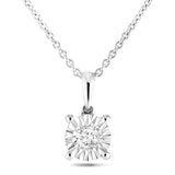 Diamond Solitaire Necklace Pendant 1.00ct Look G/SI Quality 9k White Gold