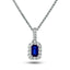 Collar de zafiro azul de 0,60 ct y diamantes G/SI de 0,20 ct en oro blanco de 18 k
