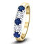 Anillo de cinco piedras con diamantes de 0,30 ct y zafiro azul de 0,60 ct en oro amarillo de 18 quilates