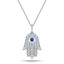 0.60ct Diamond Blue Sapphire 18K 'Evil Eye' Hamsa Pendant Necklace