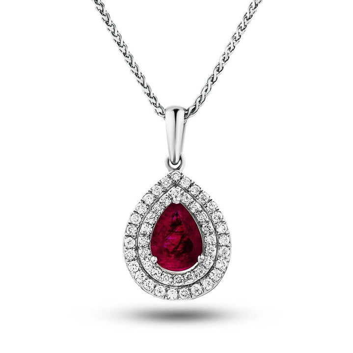 Rubí de 0,70 ct y collar de diamantes G/SI de 0,25 ct en oro blanco de 18 k