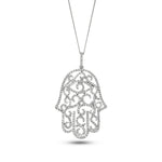 0.80ct G/SI Diamond and 18K White Gold Hamsa Pendant Necklace - All Diamond
