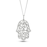 0.80ct G/SI Diamond and 18K White Gold Hamsa Pendant Necklace - All Diamond