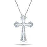 1.00ct Baguette and Round Cut Claw Set Diamond Cross in 18k White Gold - All Diamond