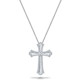 1.00ct Baguette and Round Cut Claw Set Diamond Cross in 18k White Gold - All Diamond