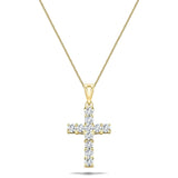 1.00ct Classic Claw Set Diamond Cross Pendant in 18K Yellow Gold - All Diamond