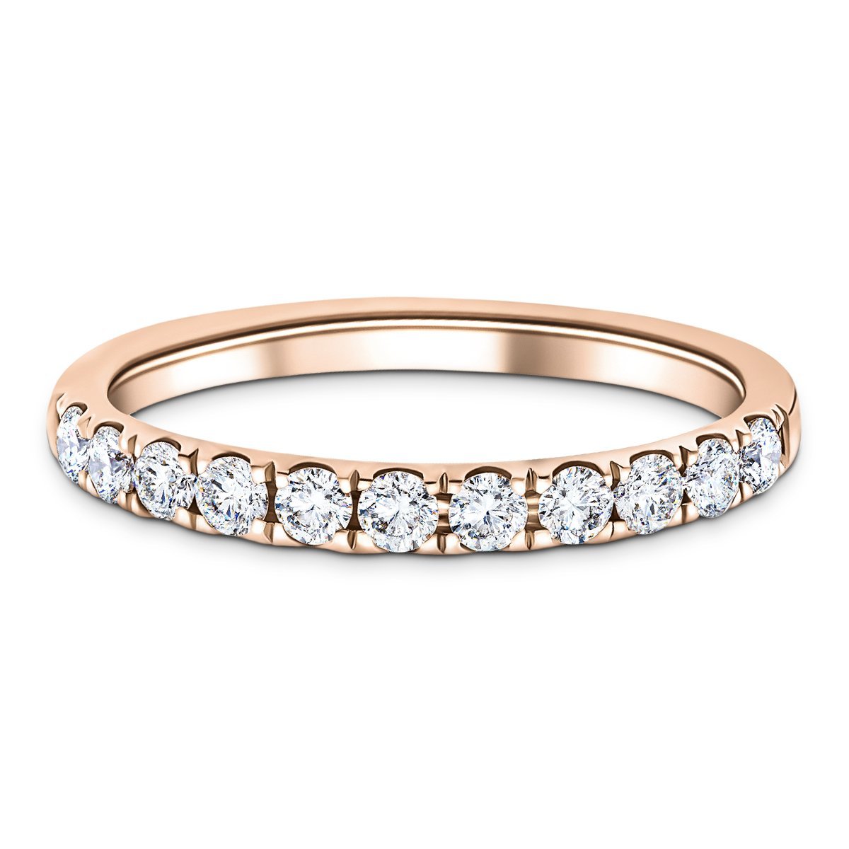 11 Stone Half Eternity Ring 0.40ct G/SI Diamonds in 18k Rose Gold - All Diamond