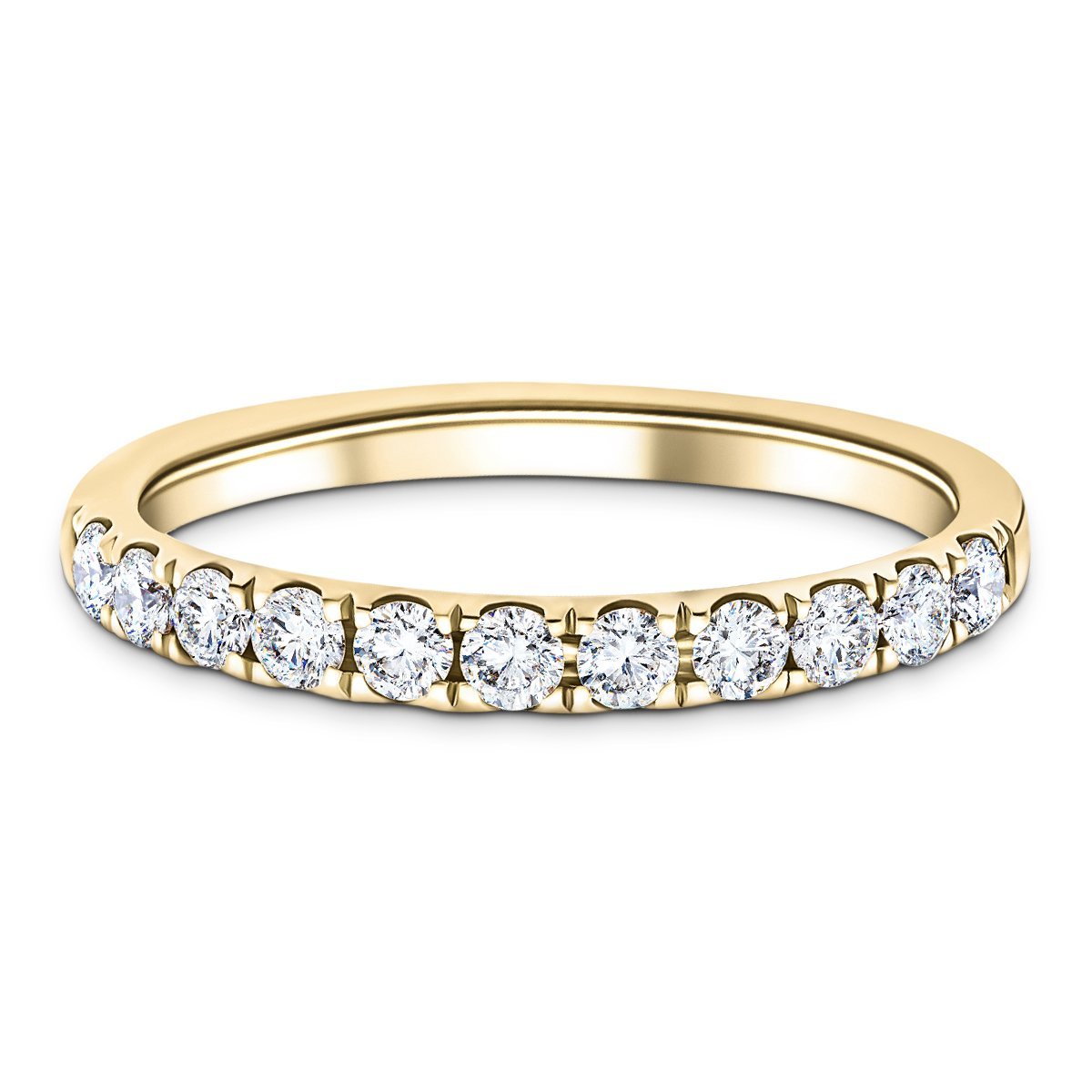 11 Stone Half Eternity Ring 0.75ct G/SI Diamonds in 18k Yellow Gold - All Diamond