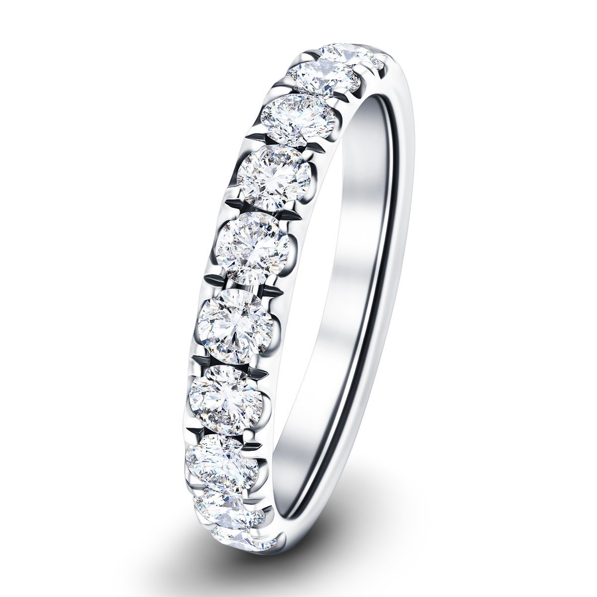 11 Stone Half Eternity Ring 1.00ct G/SI Diamonds in Platinum - All Diamond