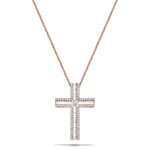 1.10ct Baguette & Round Diamond Cross in 18k Rose Gold - All Diamond