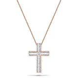 1.10ct Baguette & Round Diamond Cross in 18k Rose Gold - All Diamond