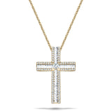 1.10ct Baguette & Round Diamond Cross in 18k Yellow Gold - All Diamond