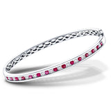 1.10ct Ruby & 0.85ct G/SI Diamond Bangle in 18k White Gold - All Diamond