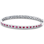 1.10ct Ruby & 0.85ct G/SI Diamond Bangle in 18k White Gold - All Diamond