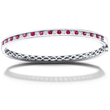 1.10ct Ruby & 0.85ct G/SI Diamond Bangle in 18k White Gold - All Diamond