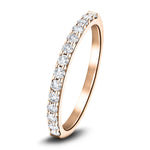 12 Stone Half Eternity Ring 0.55ct G/SI Diamonds in Rose Gold 2.1mm - All Diamond