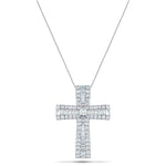 1.25ct Baguette and Round Cut Claw Set Diamond Cross in 18k White Gold - All Diamond