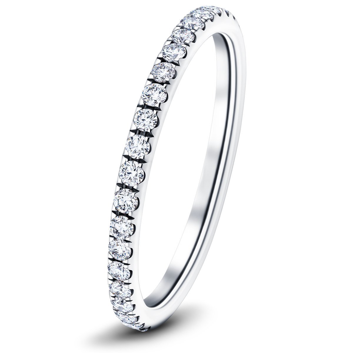 13 Stone Half Eternity Ring 0.60ct G/SI Diamonds in 18k White Gold - All Diamond