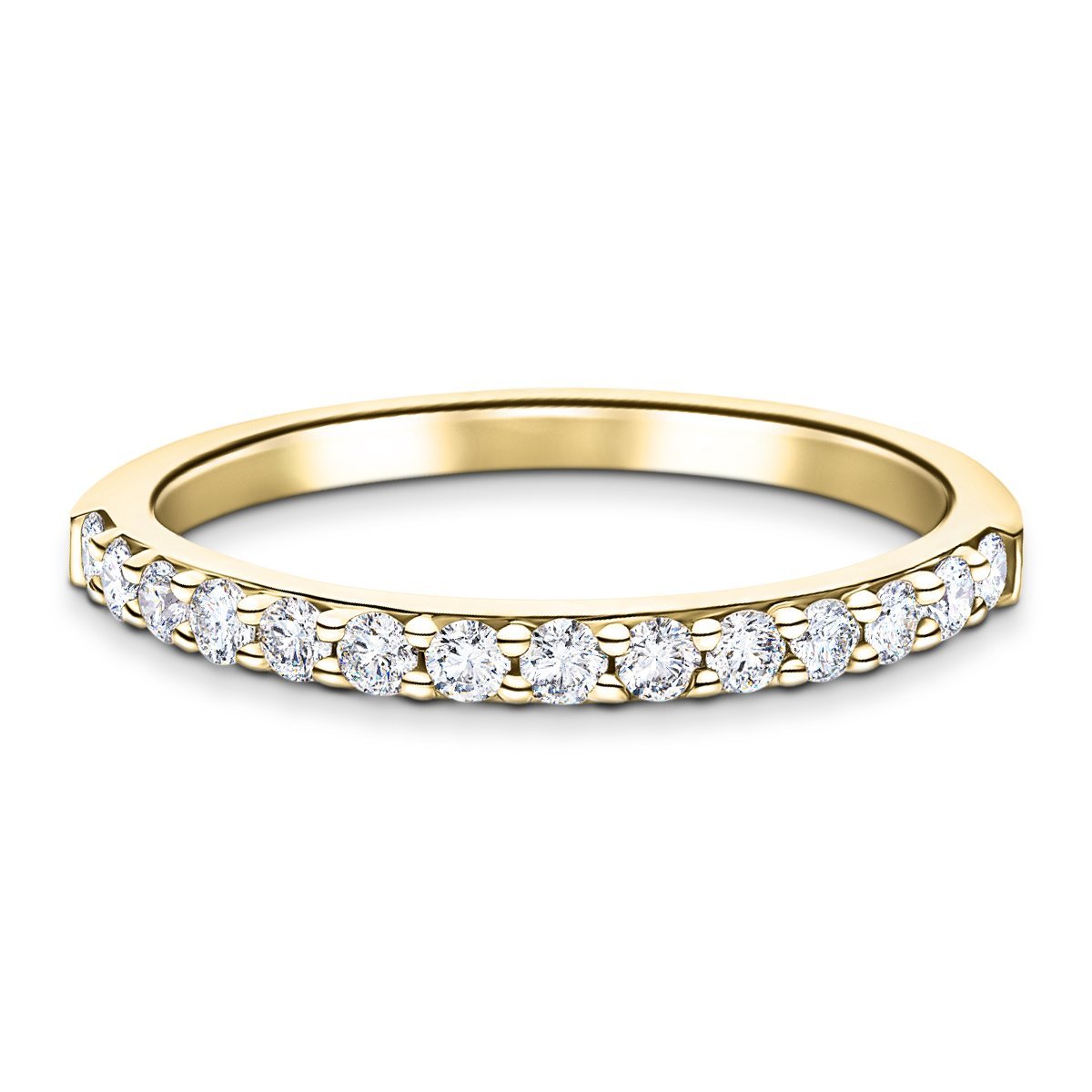 14 Stone Half Eternity Ring 0.35ct G/SI Diamonds in 18k Yellow Gold 2.0mm - All Diamond