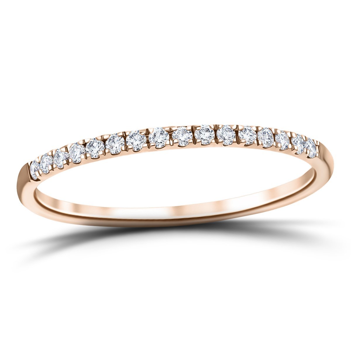 15 Stone Half Eternity Ring 0.20ct G/SI Diamonds in 18k Rose Gold - All Diamond