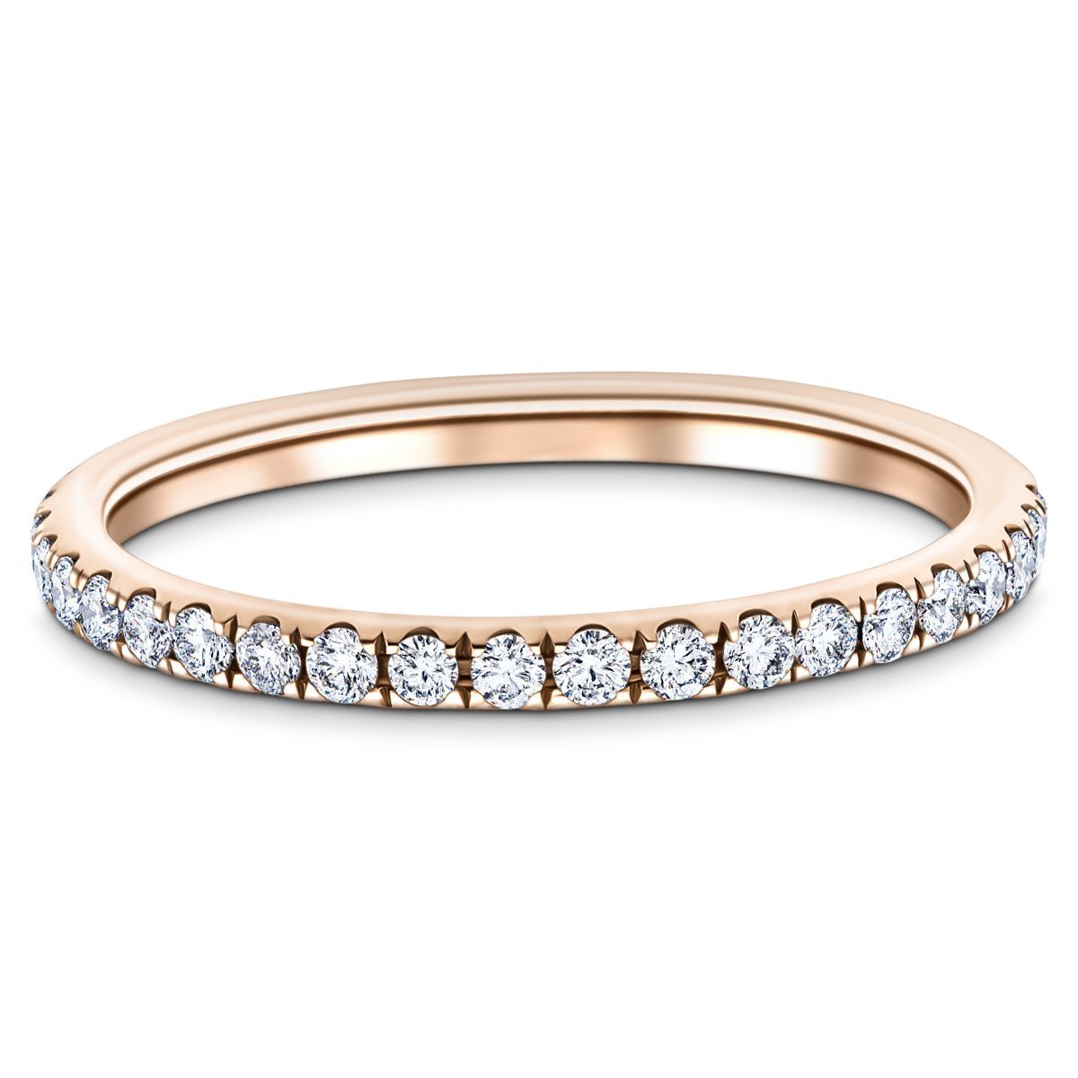 15 Stone Half Eternity Ring 0.45ct G/SI Diamonds in 18k Rose Gold - All Diamond