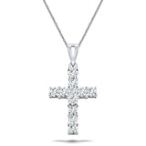 1.50ct Classic Claw Set Diamond Cross Pendant in 18K White Gold - All Diamond