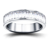 17 Baguette Diamonds Half Eternity Ring 1.30ct 18k White Gold 6.0mm - All Diamond