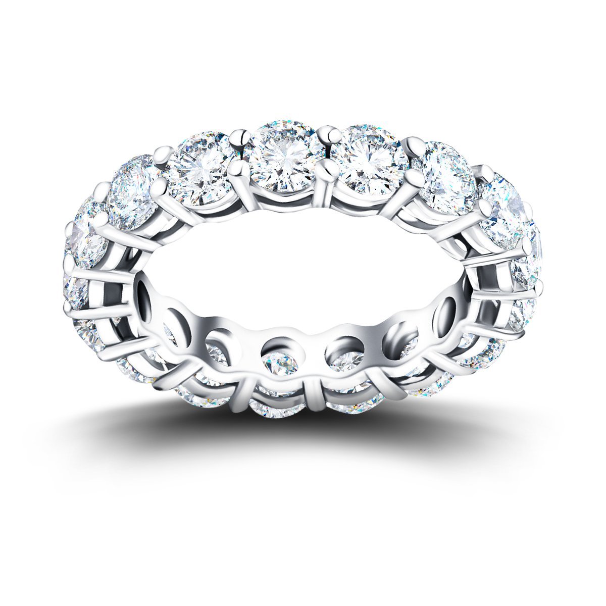 17 Stone Full Eternity Ring 4.20ct G/SI Diamonds In 18k White Gold - All Diamond