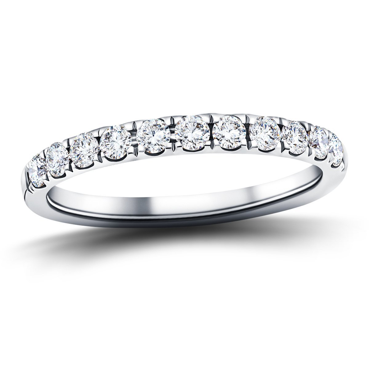 18 Stone Half Eternity Ring 0.20ct G/SI Diamonds in 18k White Gold - All Diamond