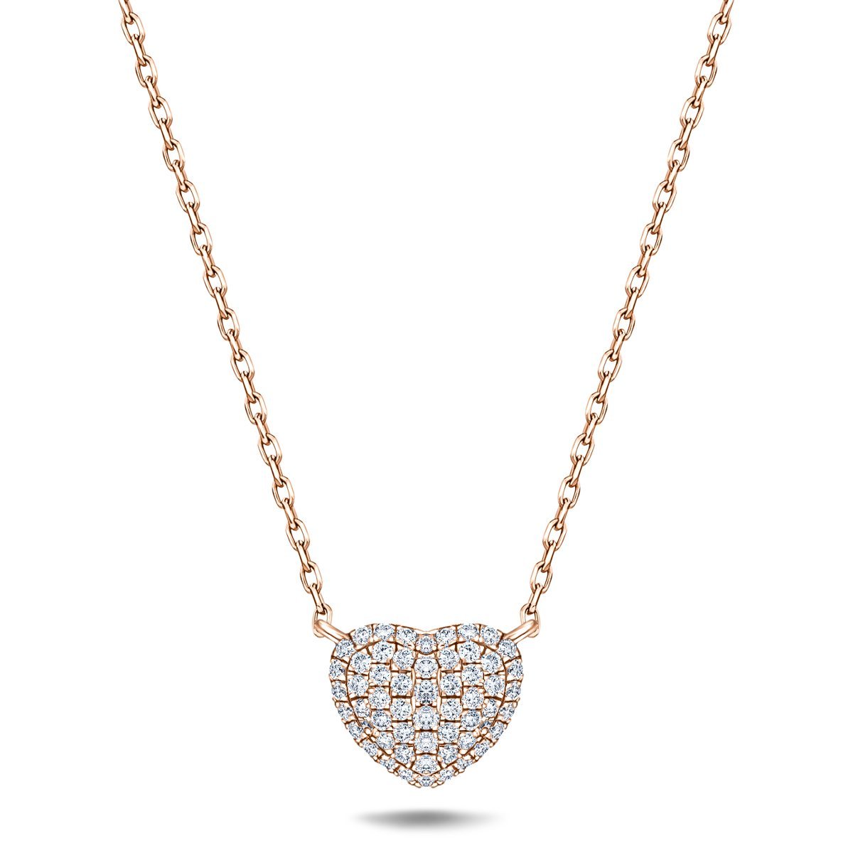 18K Rose Gold 0.50ct Diamond Heart Necklace - All Diamond