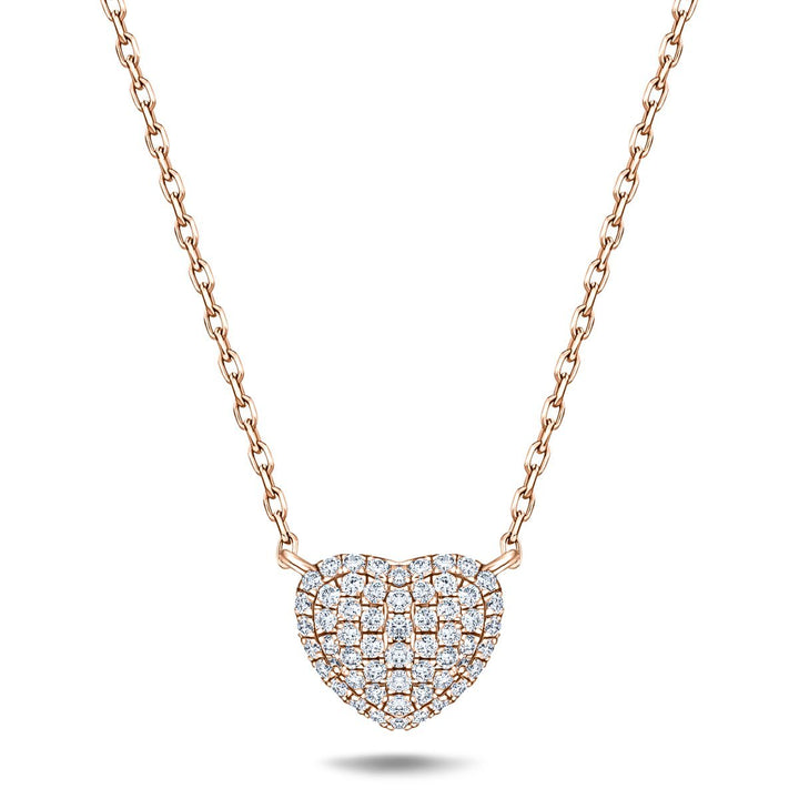 Collar de corazón de diamantes de 0,50 ct en oro rosa de 18 quilates